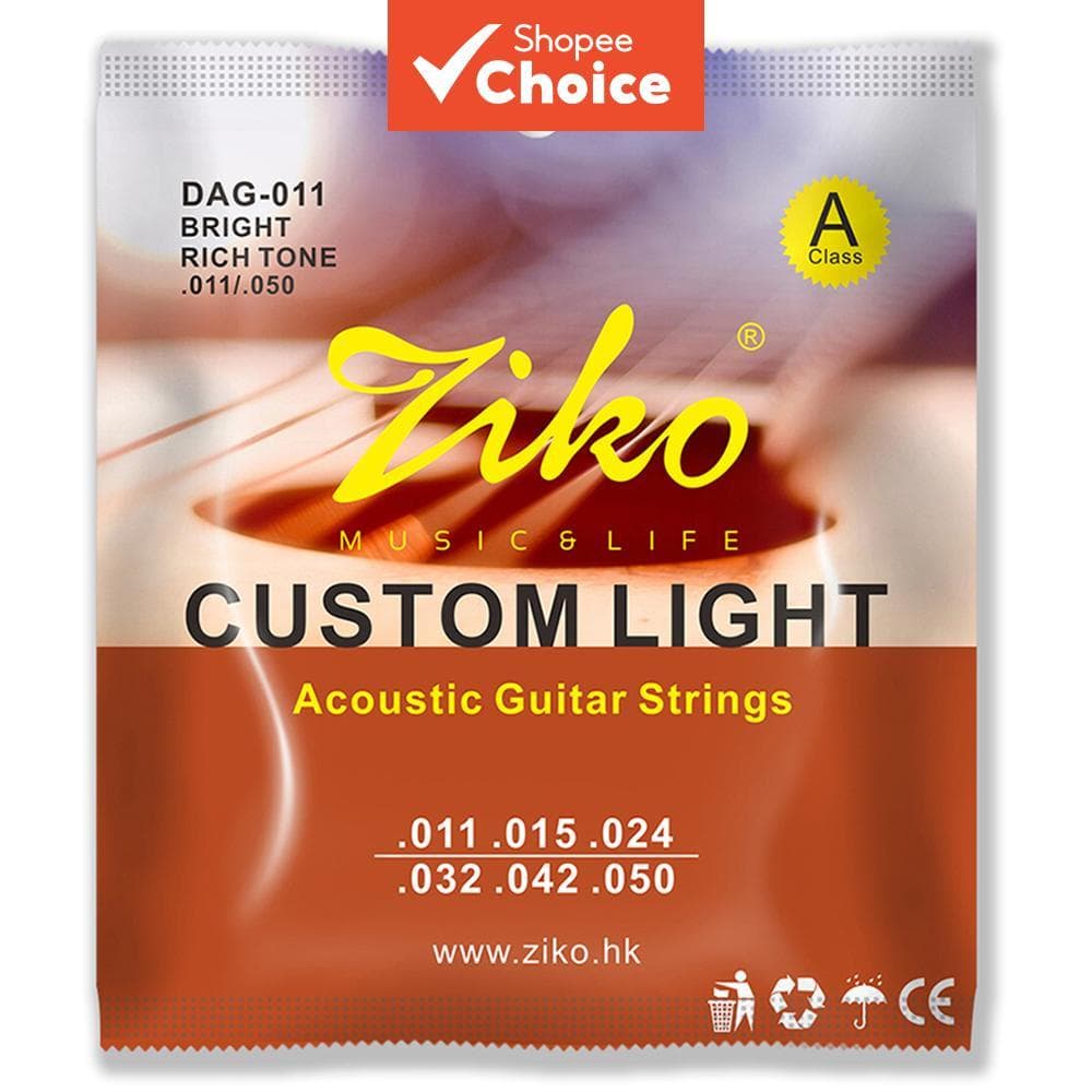 ZIKO Cordas de Violão Acústico DAG-011 Núcleos de Aço Latão Extra Leve Peças Cordas para Violão Acessórios para