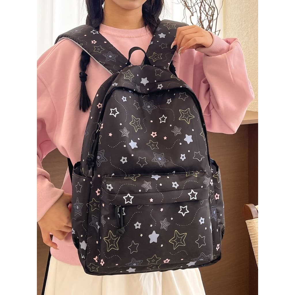 Fantasia céu estrelado mochila japonesa menina coração júnior estudante do ensino médio mochila escolar de alto valor me