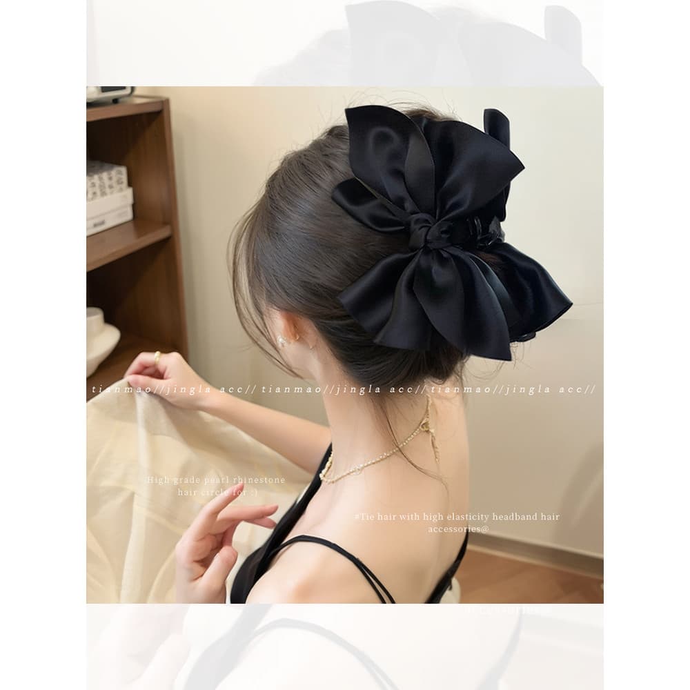 Tamanho grande arco cetim Grab clip feminino High-End sentir 2026 novo estilo tubarão clipe de cabelo volta cabeça Volum