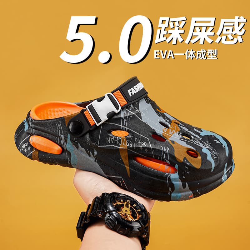 Baotou chinelos masculinos verão ao ar livre usar merda-piso buraco sapatos adolescente esportes ao ar livre dupla utili