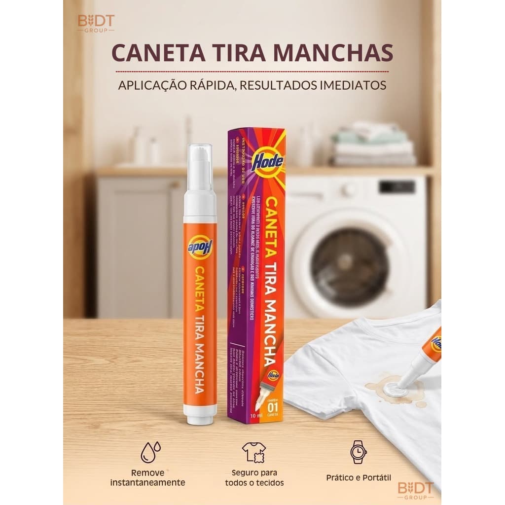 Caneta Removedora de Manchas Instantânea 10ml Portátil, Prática e Eficaz para Roupas