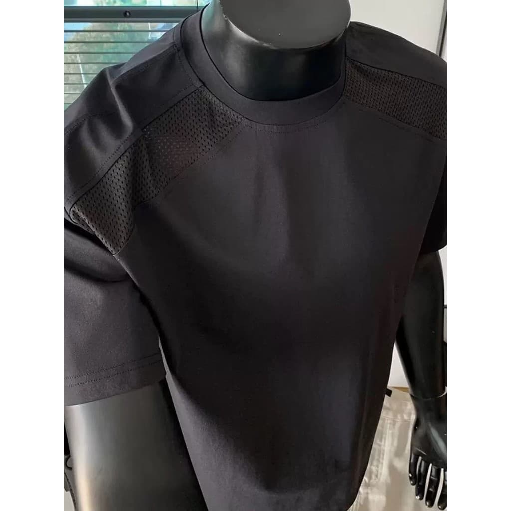 Malha respirável de secagem rápida camiseta de manga curta masculina verão seda gelo sensação legal esportes Fitness peq