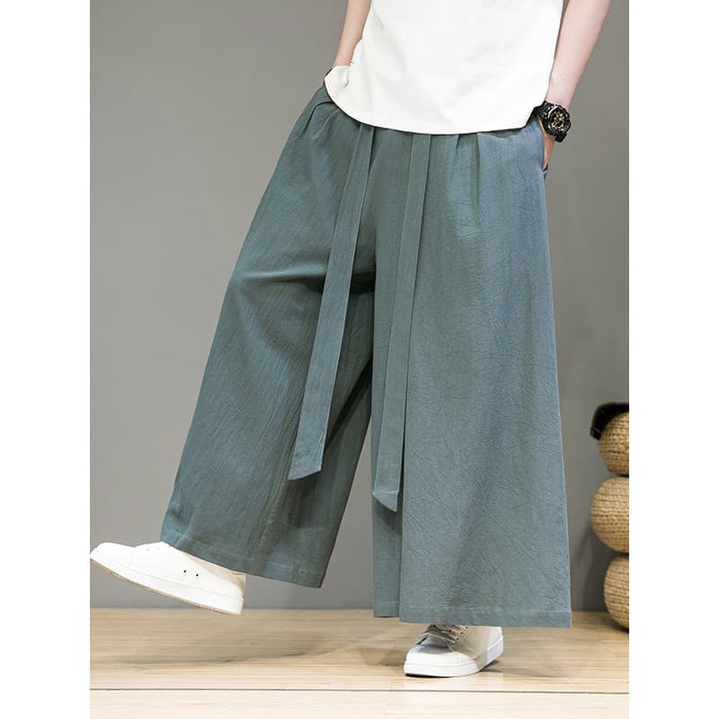 Tang terno Hanfu calças masculinas Retro Casual estilo chinês calças finas de perna larga soltas tamanho grande estilo a
