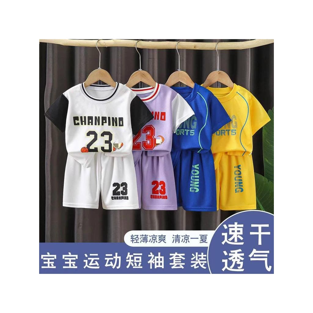 Crianças uniforme de basquete meninos de manga curta terno esportivo roupas de verão 2026 novo estilo bebê verão camisa