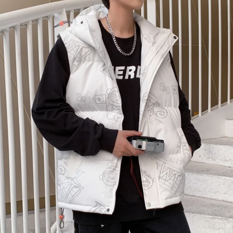 Outono inverno colete masculino versão coreana na moda para baixo colete de algodão masculino 2026 novo estilo colete ru