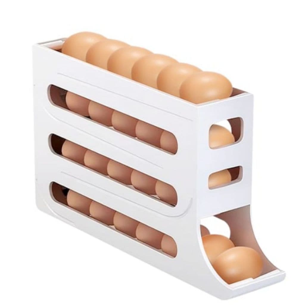Organizador Automático Rolante Porta 30 Ovos Geladeira Prático Branco