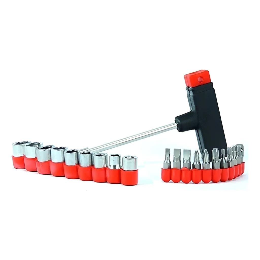 Jogo De Chaves Cabo T + 20 Pontas Bits E Soquetes Preto