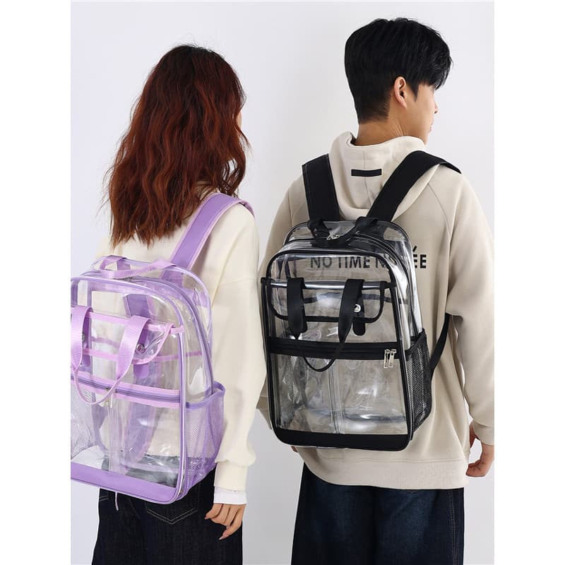 Mochila de PVC feminina 2025 verão à prova d'água transparente mochila grande capacidade Casual estudante do ensino médi