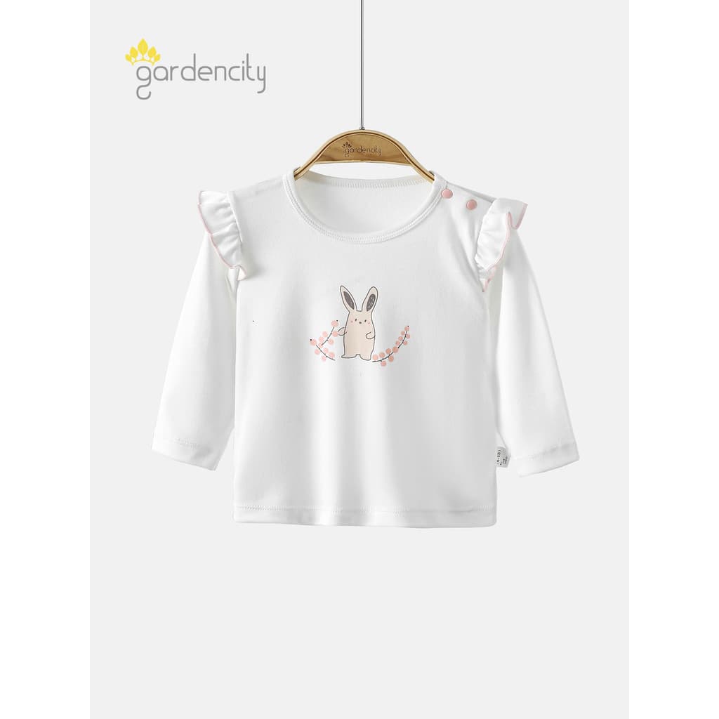 Bebê casa roupas topo primavera outono algodão Modal doce manga voadora menina bebê de manga comprida roupa interior cam