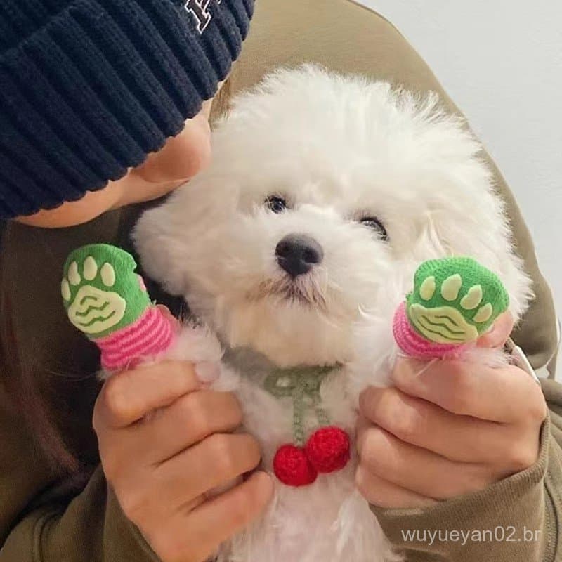 Meias para cães capa para pés antiderrapante não pode cair anti-arranhões anti-sujeira capa de garra Teddy Bichon Corgi