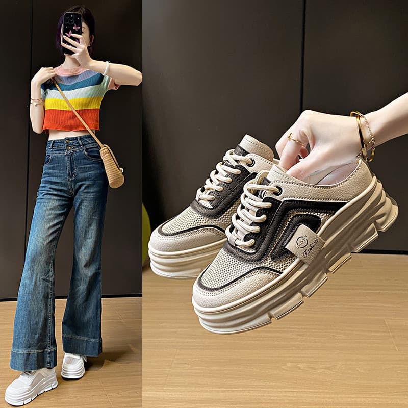 2025 sola grossa aumentada meia chinelos verão novo estilo versão coreana ins feminino Casual esportes All-Match tênis r