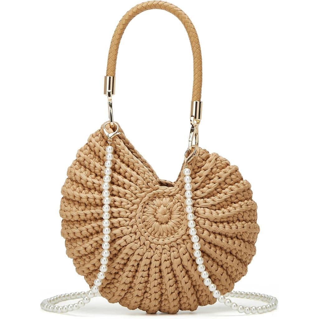 Bolsa de mão feita à mão em crochê, bolsa de conchas, bolsa de mão boêmia feminina de conchas, bolsa transversal, bolsa