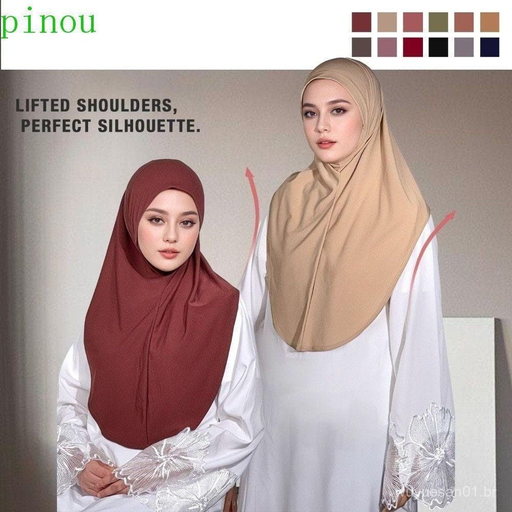 PINOU Lenço Feminino Árabe , Turbante Longo Ajustável De Cor Sólida Eid Al-Fitr , Envoltório De Cabeça Hijab De Várias C