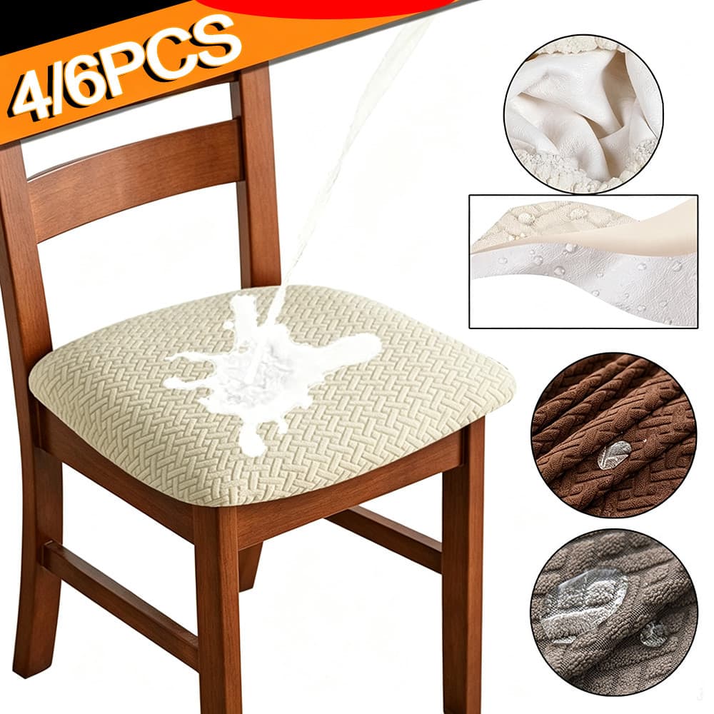 Kit2/4/6 Capas De Assento Impermeável De Cor Sólida Capa Protetora Para Cadeira De Jantar