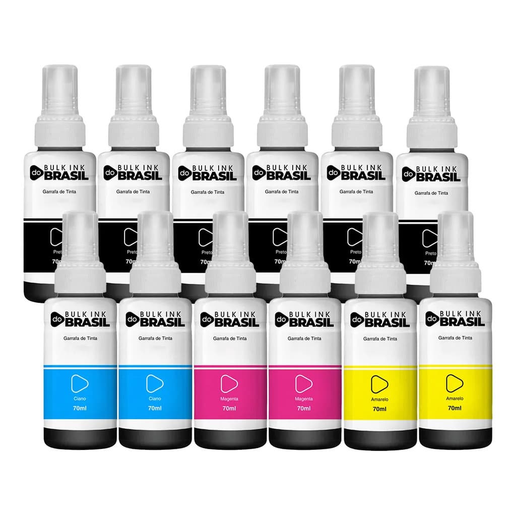 Kit 12 Tintas L355 L365 L375 L380 L395 L396 L495 L220 L120 L1300 Compatível Epson T664