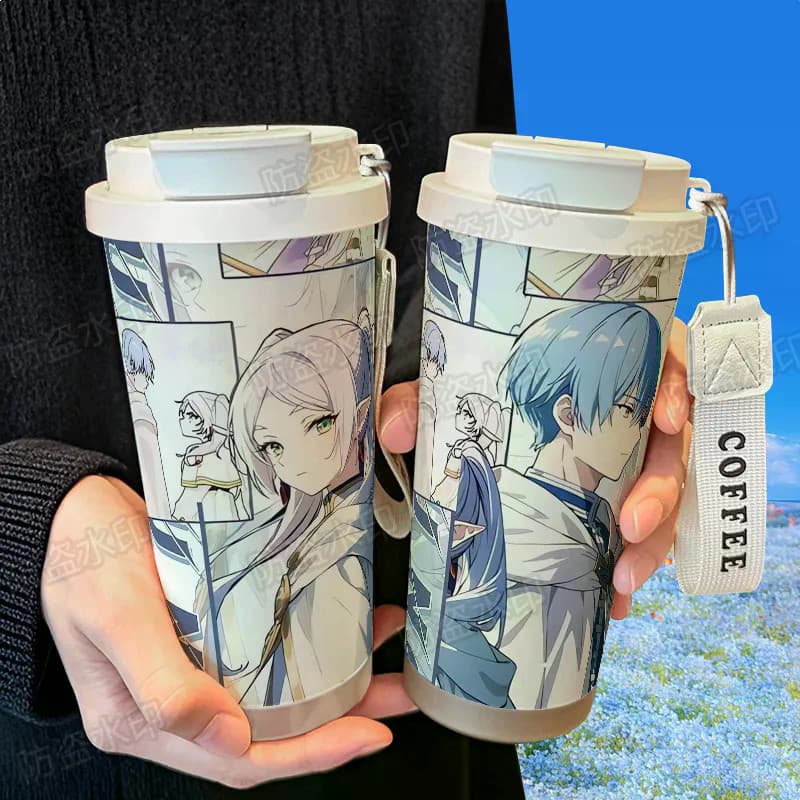 Frieren : Copo De Café Isolado Beyond Journey's End 520ml Com Canudo E Alça , Aço Inoxidável
