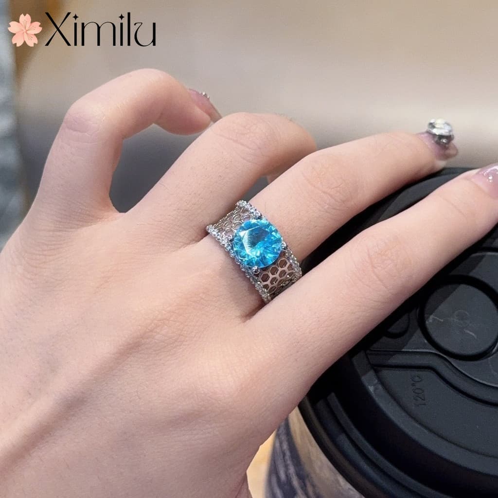 ❤ Anel em forma de flor Original feminino renda Design nicho moda ajustável luz luxo jóias requintadas