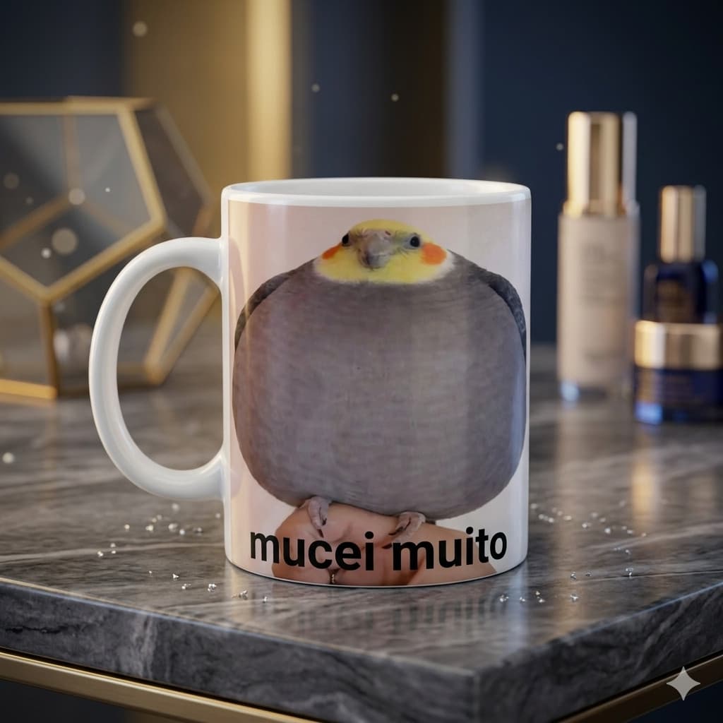 Caneca Meme Calopsita Mucei Muito