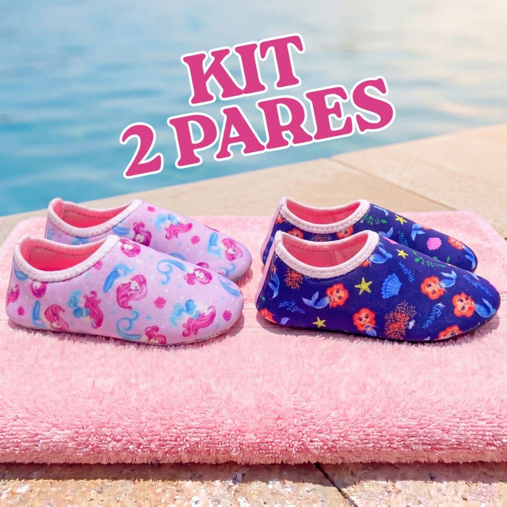 Kit 2 Pares Sapatilha Aquática Antiderrapante Infantil Menina Bebê Praia Piscina Envio Rápido