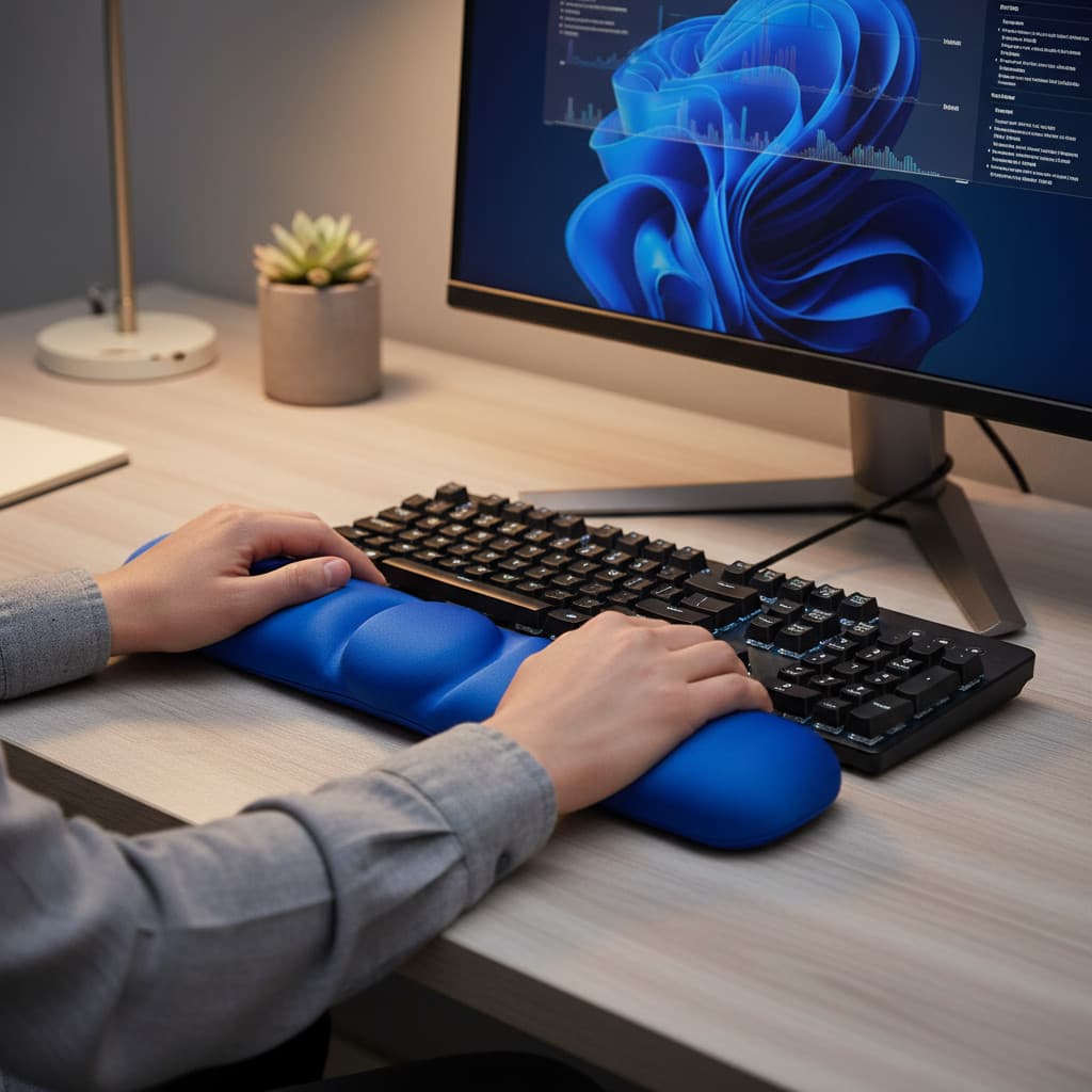 Apoio de punhos em gel para teclado azul Smart SC0065
