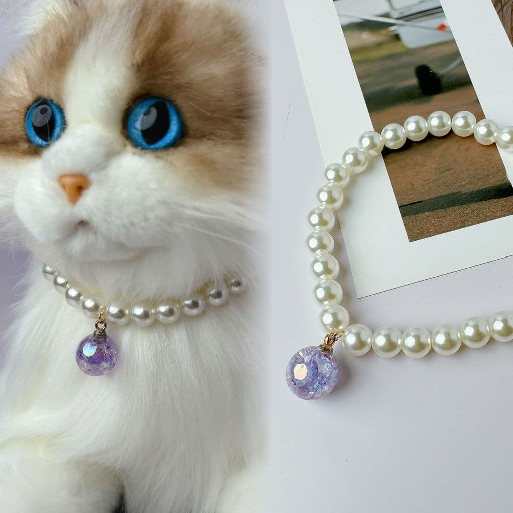 Influenciador gato jóias colar bonito decorações de fotos de alto valor cão gato colar de pérolas