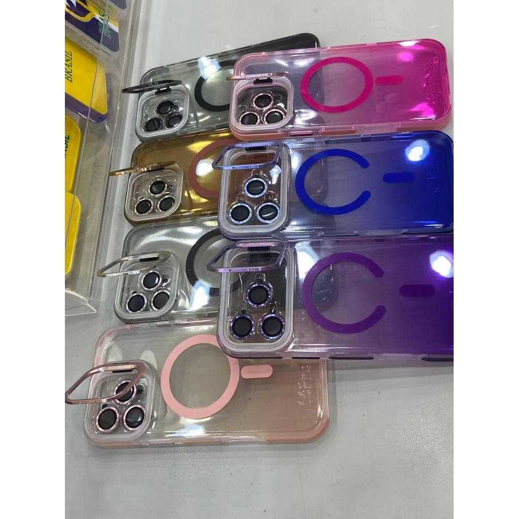 Capas protetoras magnéticas foscas à prova de choque de cor gradiente, para iPhone 17~ 17 Pro Max com supote