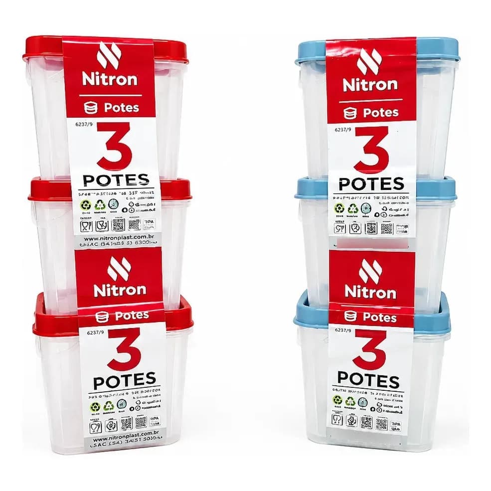 Kit 3 Potes Plástico Modular Com Tampa 250ml Multiuso Cozinha Mantimentos Organizador