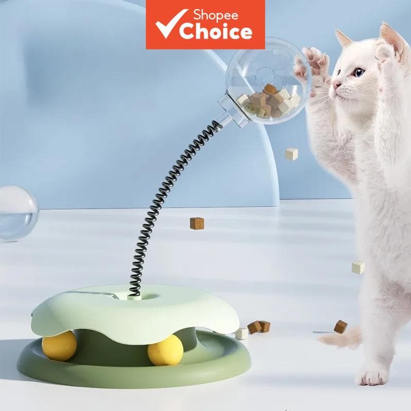Bola Torre Brinquedo 2 em 1 para Gatos com Dispensador de Petiscos - Brincadeira Interativa