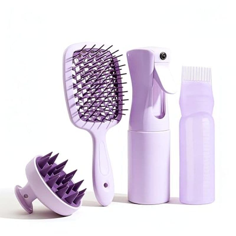 Conjunto De Cuidados Capilares Com Escova Desembaraçadora , Massageador De Couro Cabeludo , Frasco De Spray Aplicador De