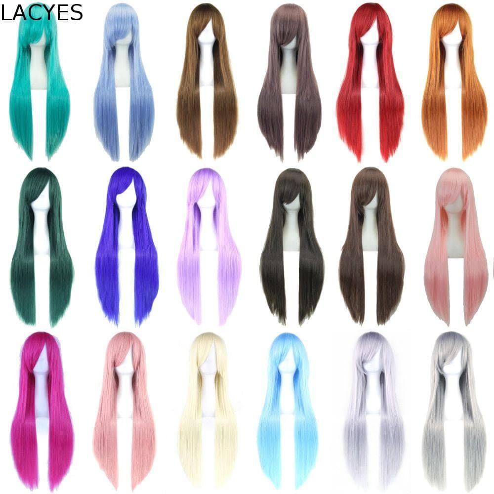 LACYES Cabelo Sintético Longo , Lolita 80cm Perucas Cosplay De Halloween , Multicolorido Vermelho Roxo Anime Peruca Reta