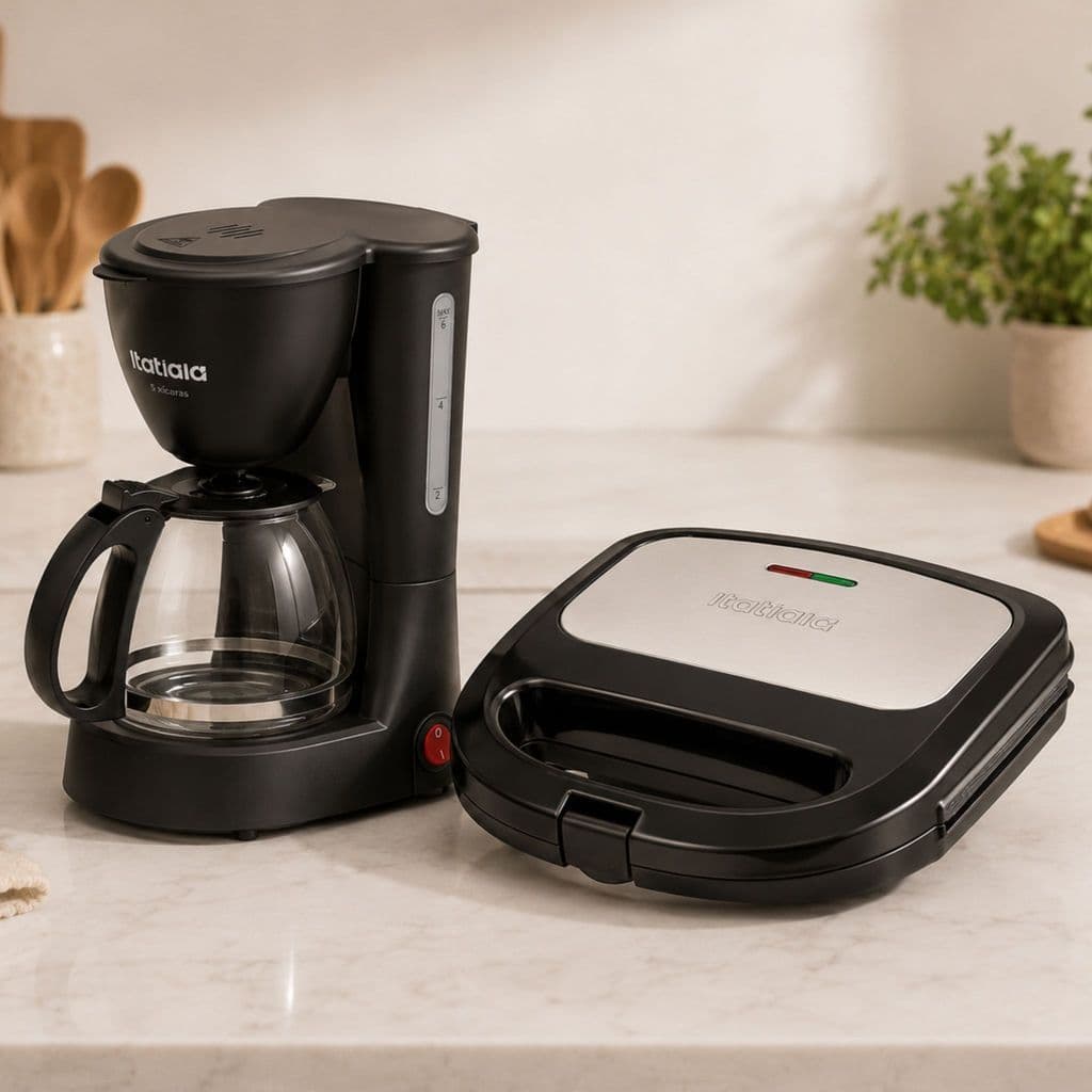 Kit cafeteira 15 xícaras + Sanduicheira Elétrica Preto/Inox Itatiaia 127V