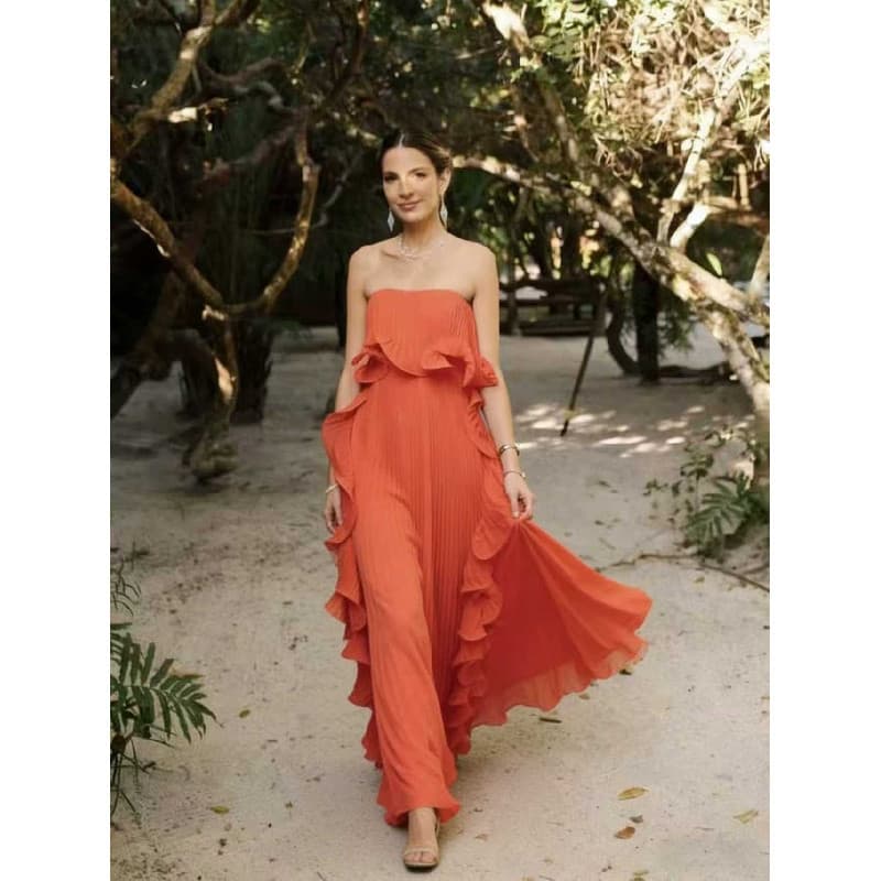 Saias femininas plissadas envoltório peito grandes vestidos de balanço fora do ombro Loo