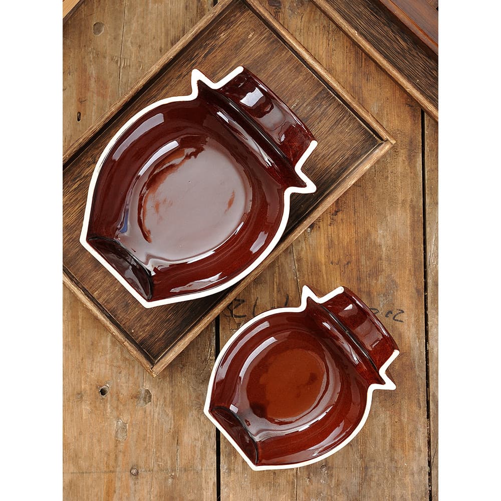 Prato de jantar de meia panela de cerâmica retrô Prato de jantar criativo Prato em formato especial em destaque Prato de
