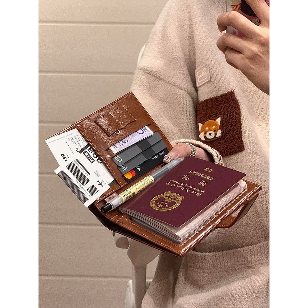 Retro óleo couro passaporte titular viagem Outing documento saco integrado carteira titular do cartão titular do passapo