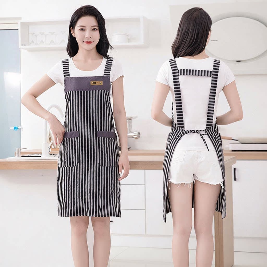 Avental de cozinha doméstico 2025 novo estilo de trabalho tecido algodão dedicado feminino estilo jovem algodão estilo f