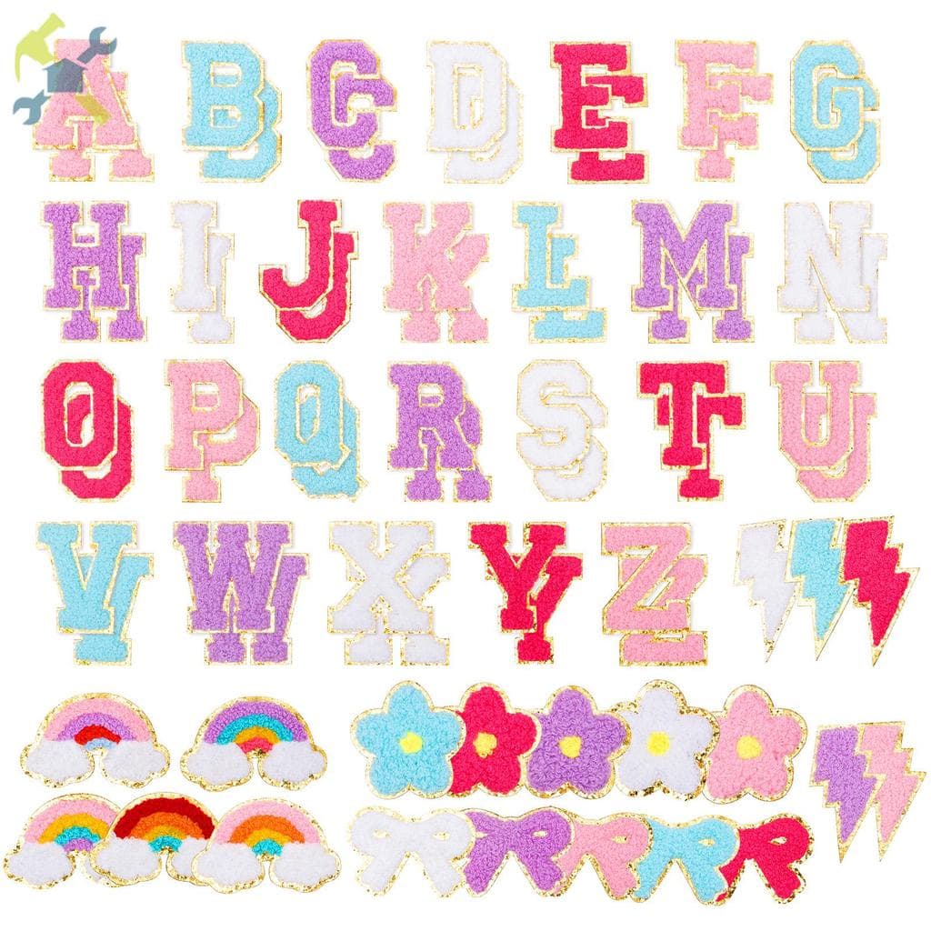 72 Peças Remendos De Letras De Chenille Autoadesivos Bordados Para Roupas DIY Incluem Adesivos Az SHOPCYC9972