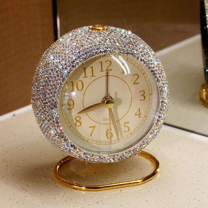 Luz de luxo silencioso despertador estudantes usam acordar ferramenta útil High-End diamante-estudo relógio de mesa Hous