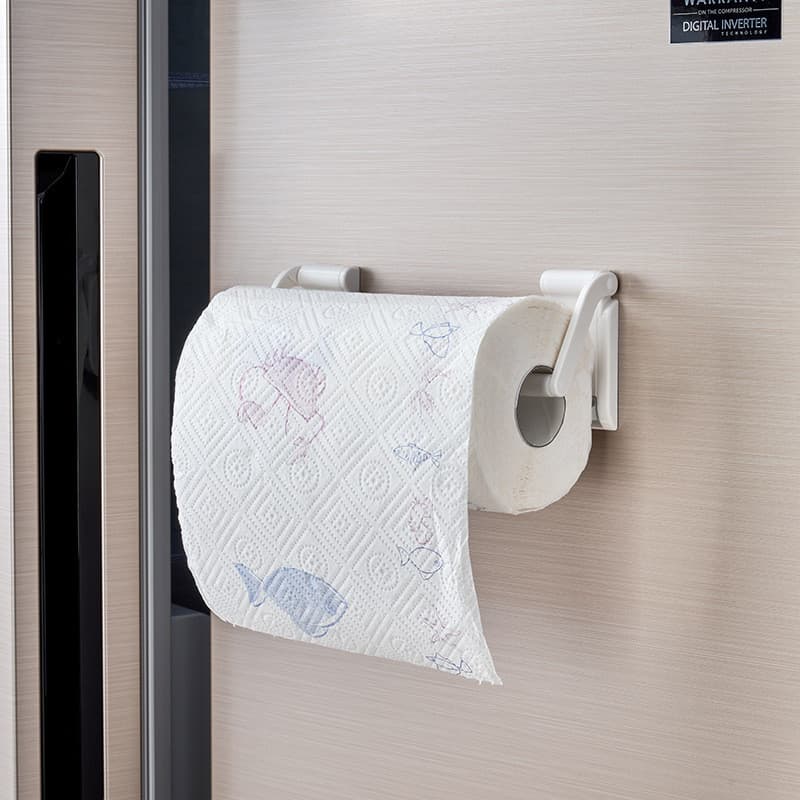Cabide magnético japonês para toalha de cozinha, prateleira lateral para geladeira, envoltório de plástico sem perfuraçã