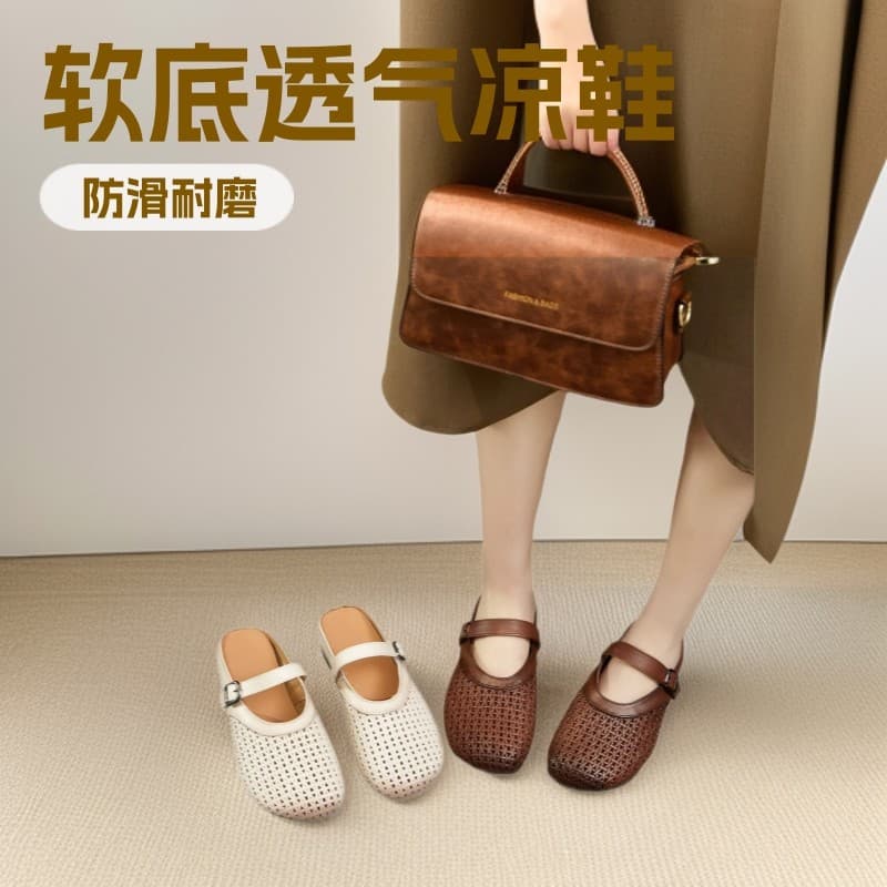Meia chinelos planos femininos verão exterior usar oco Toe-coberto sandálias moda mocassins de sola macia
