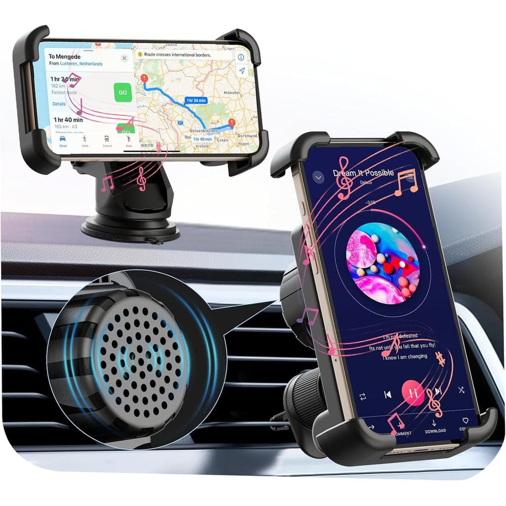 Suporte de Telefone para Carro com Alto-Falante Bluetooth, Amplifica o Volume da Navegação/Música do Telefone, Alto-Fala