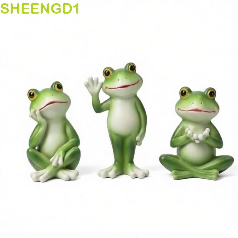 SHEENGD1 Estatueta De Sapo De Desenho Animado , Estátua Em Miniatura De Material De Resina De Estilo Fofo , Artesanato C