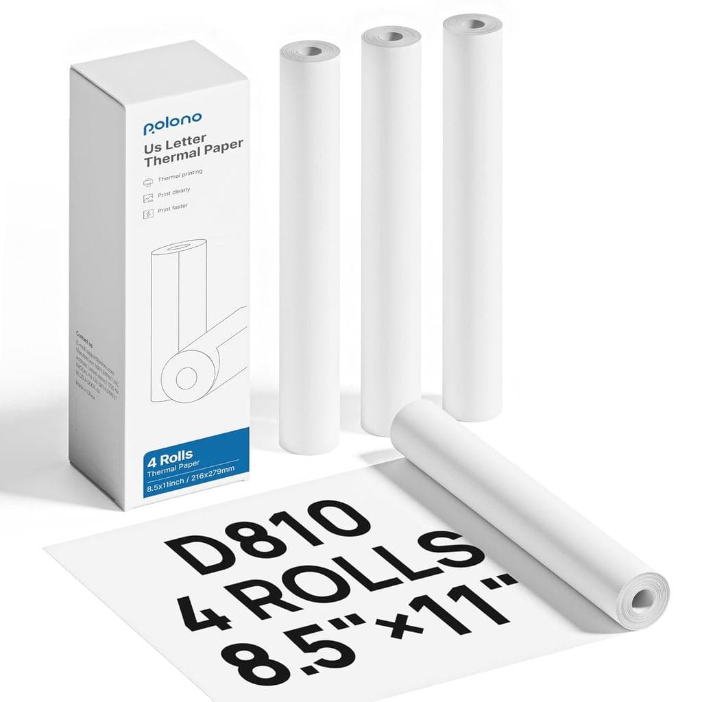 Papel para Impressora Térmica POLONO D810 8,5 x 11 Polegadas, Impressão Térmica Avançada, Papel Térmico Compatível com D