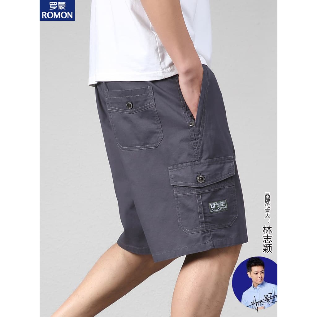 Lomon pai Shorts masculino verão exterior usar calças cortadas de meia-idade idosos pai solto calças médias tamanho gran