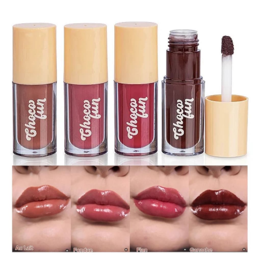 Kit com 4 gloss labial Tint Cream Choco Fun - Fenzza - Várias Cores