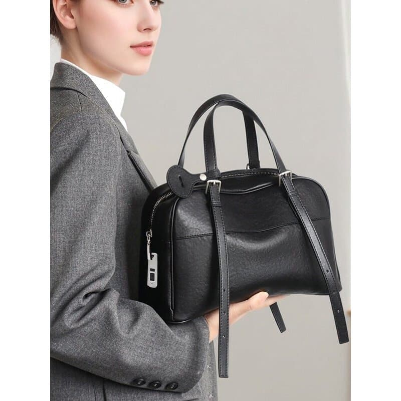 Novo estilo de desbloqueio de impressão digital bolsa feminina couro genuíno Boston bolsa de ombro grande capacidade All