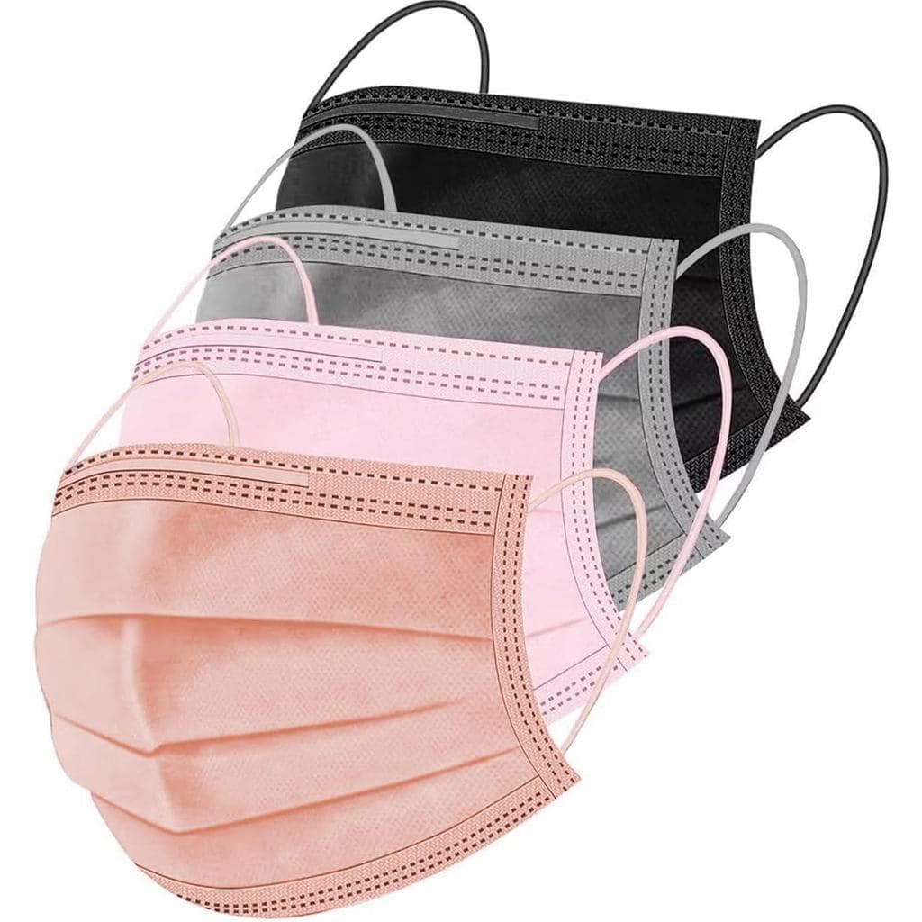 Máscaras descartáveis ZIYE 100/500 peças, máscaras respiráveis de 3 camadas com clipe nasal e elásticos para as orelhas