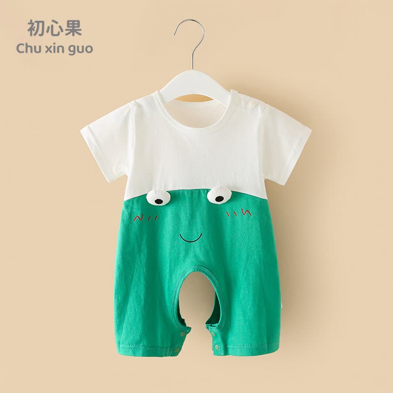 Verão bebê roupas de verão 2021 novo estilo de uma peça de manga curta da criança roupas de bebê estilo fino algodão pur