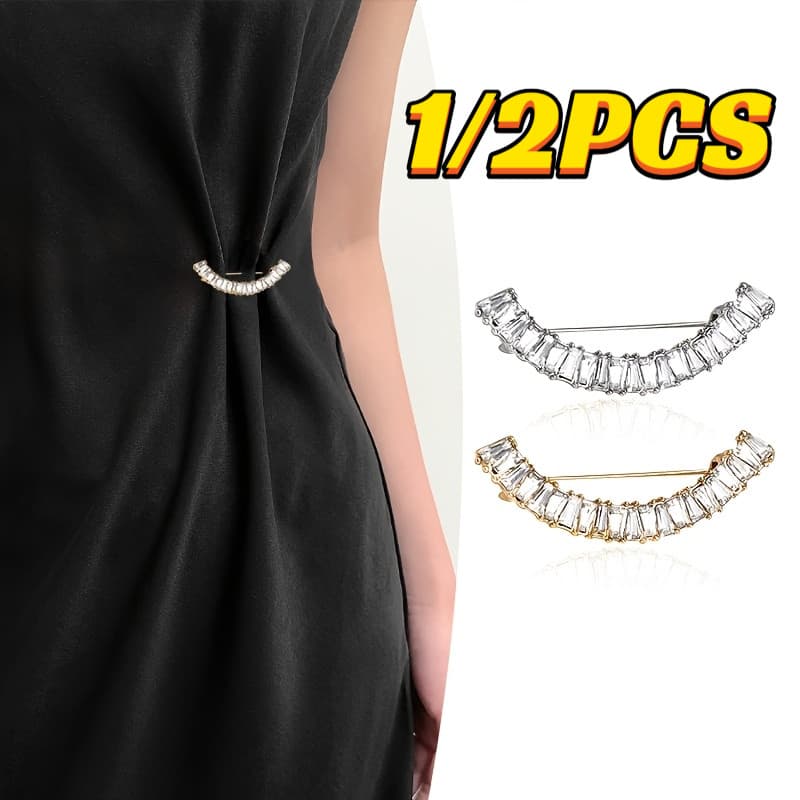 1/2 unidades sorriso broche pino para mulheres brilhante baguette cristal pinos de segurança