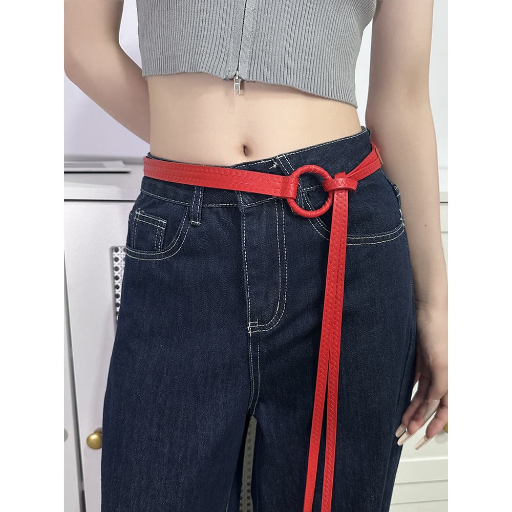 Estilo boêmio acessórios cinto feminino combinando Jeans High-End saia cintura estreita rendas vermelho cinto fino femin
