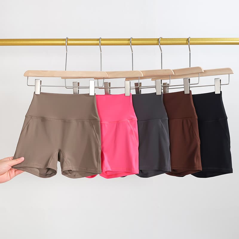 Cintura alta cor sólida esportes Shorts feminino All-Match magro correndo treinamento de Fitness ciclismo calças Yoga Pi